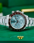 Rolex Daytona Ice Blue Platinum Baguette 116506 front box