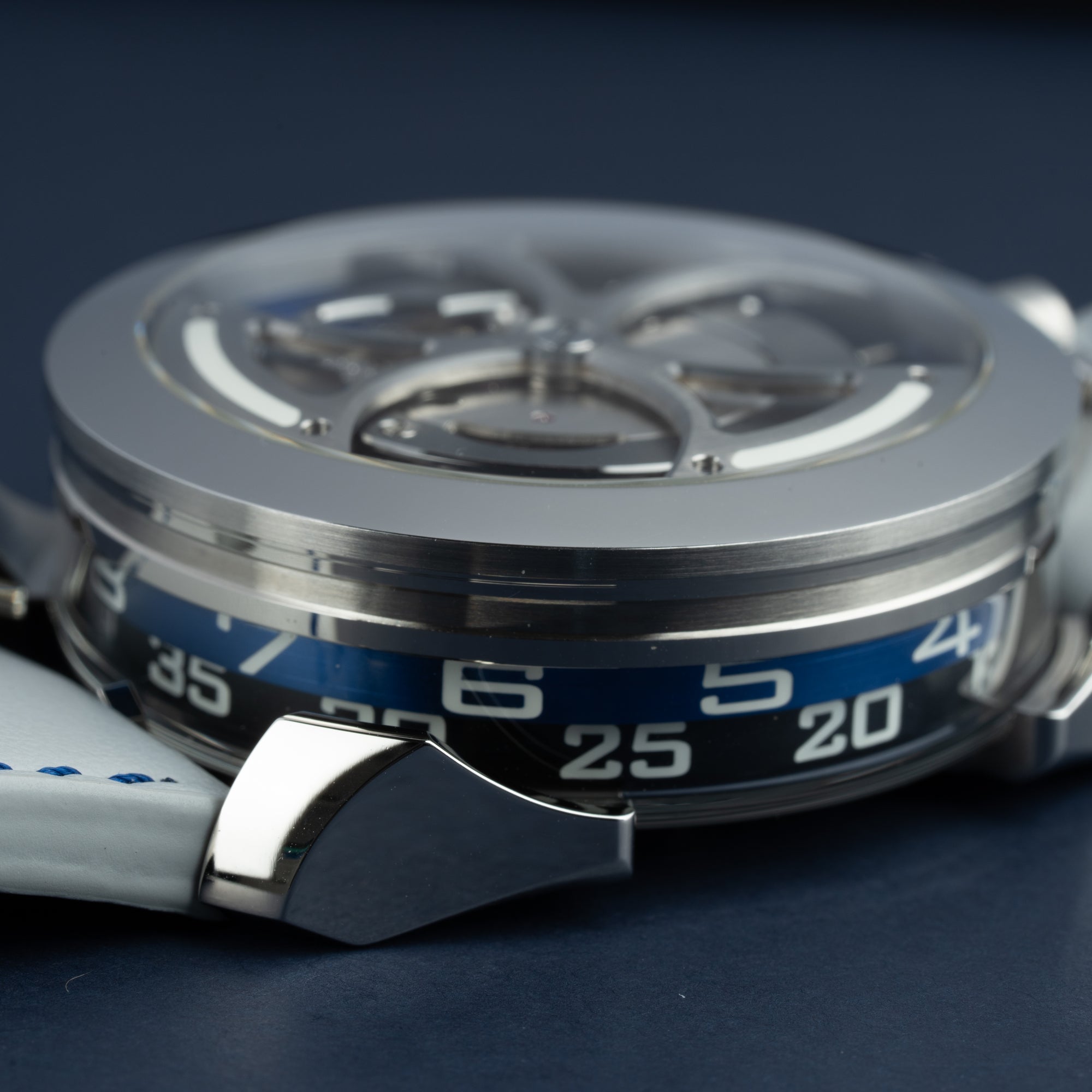 MB&F M.A.D. 1 Editions Blue 42mm Numerals Closeup