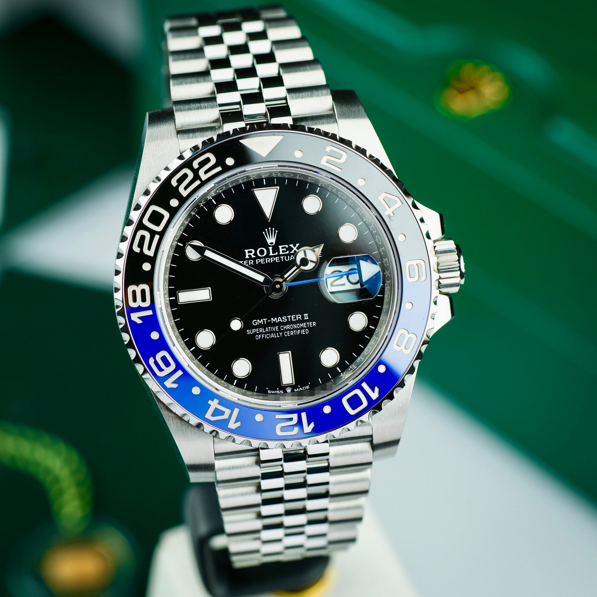 Rolex GMT-Master II Batgirl 126710BLNR Jubilee 40mm front