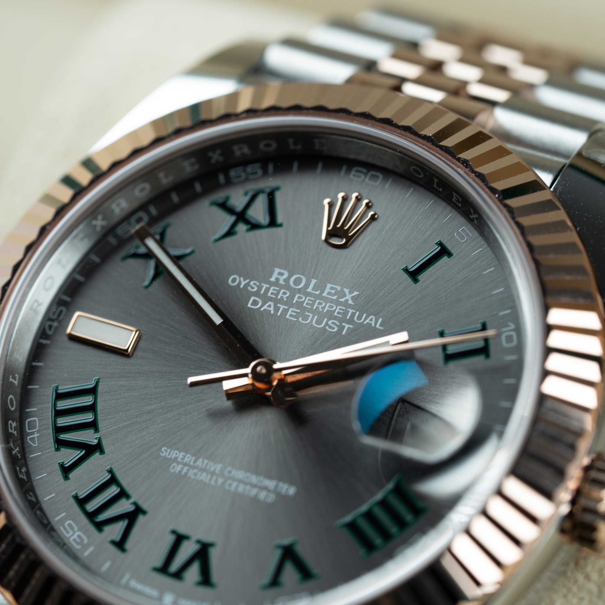 Rolex Datejust Wimbledon 126331 Dial Closeup