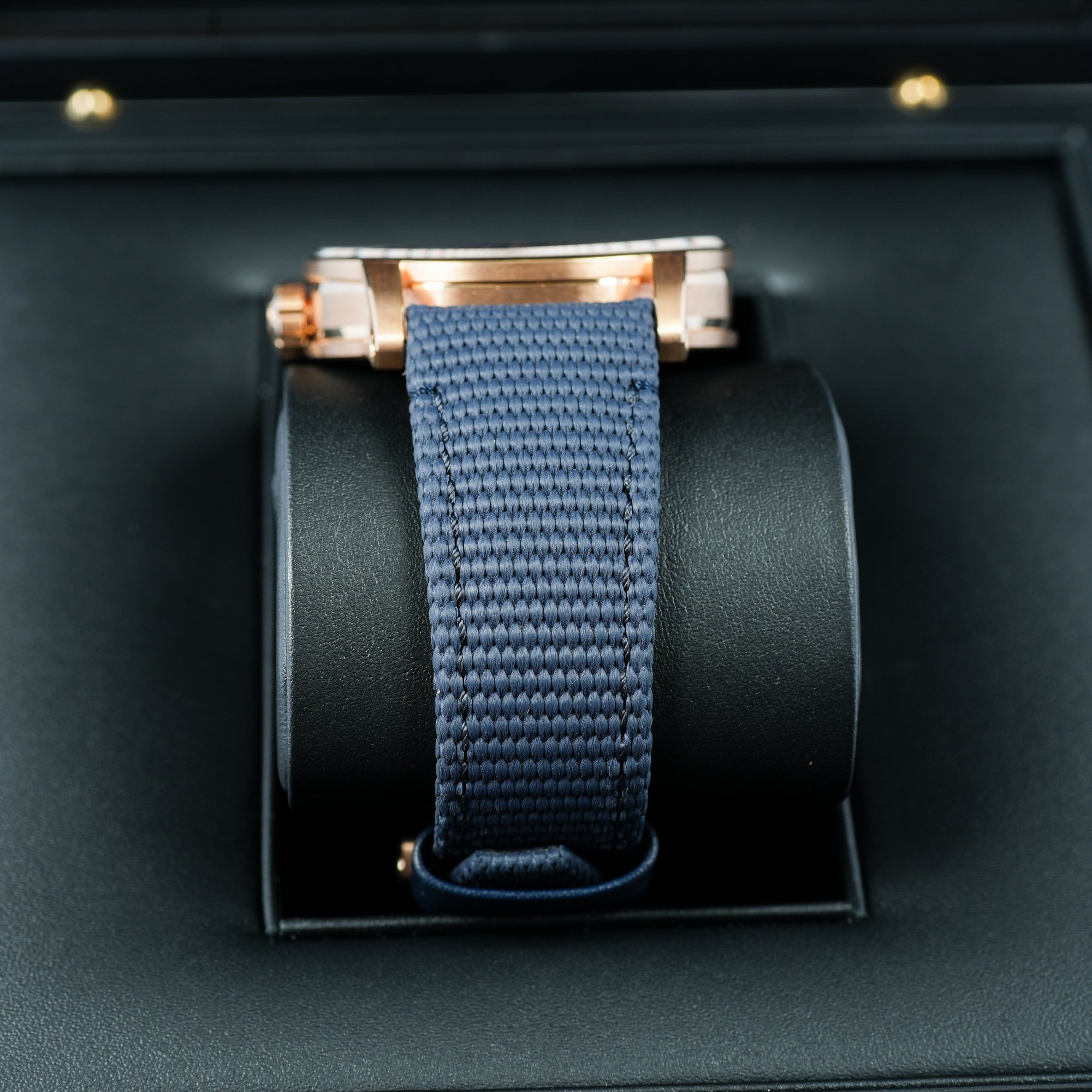 Audemars Piguet Code 11.59 Smoked Blue Dial Rose Gold 15210OR.OO.A028CR.01 case strap