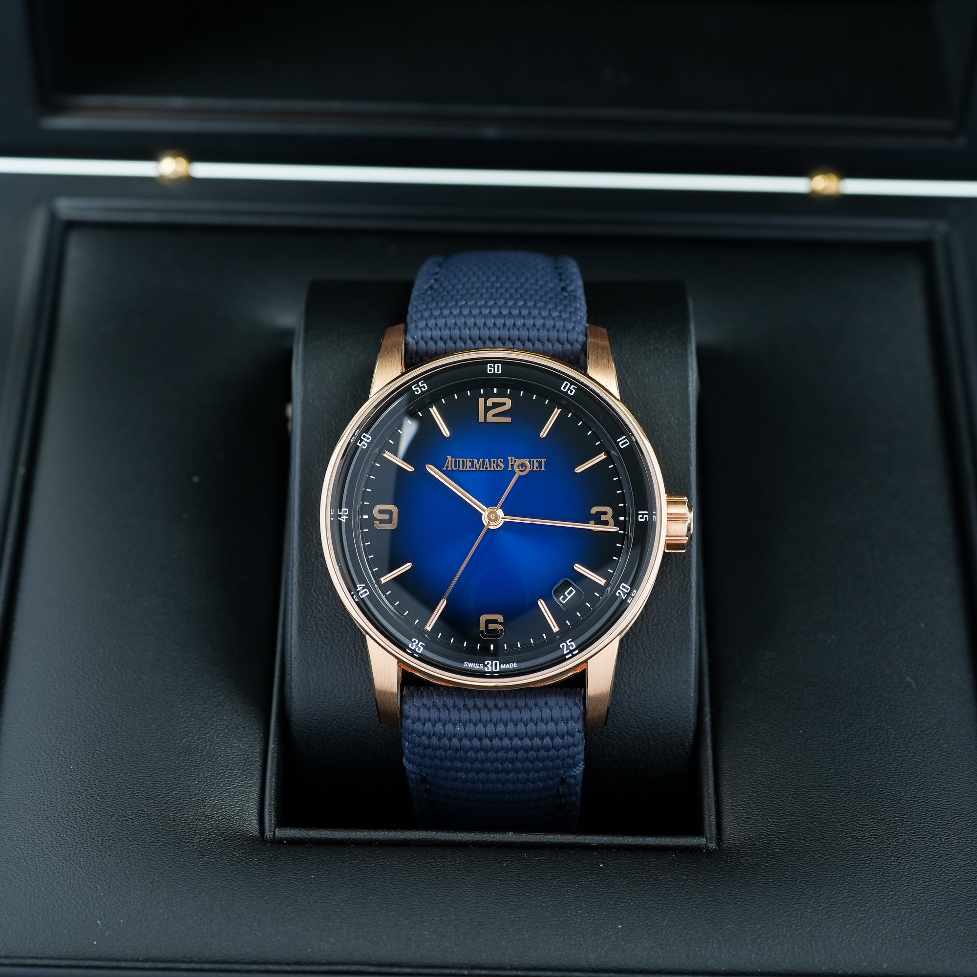 Audemars Piguet Code 11.59 Smoked Blue Dial Rose Gold 15210OR.OO.A028CR.01 case 