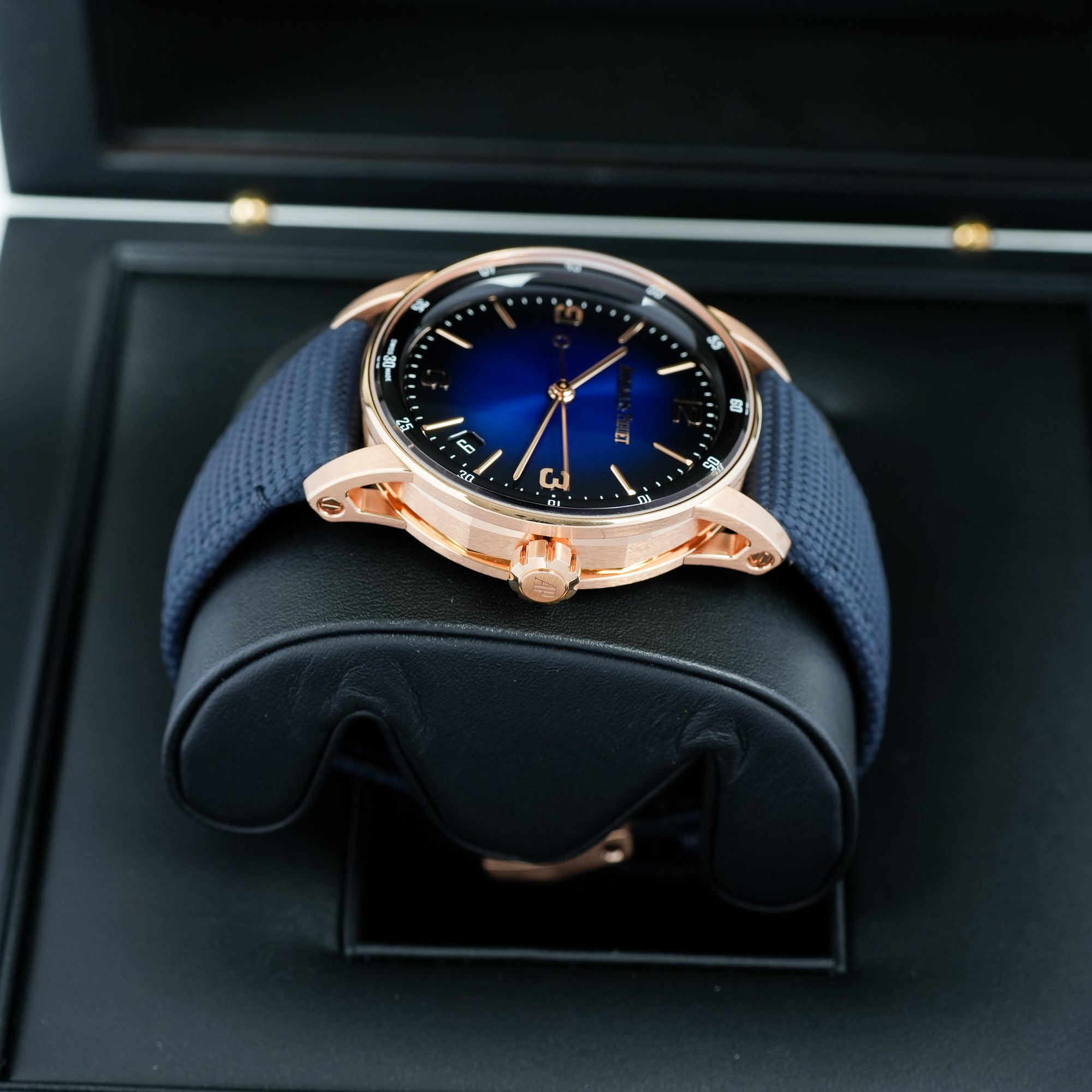 Audemars Piguet Code 11.59 Smoked Blue Dial Rose Gold 15210OR.OO.A028CR.01 case strap crown