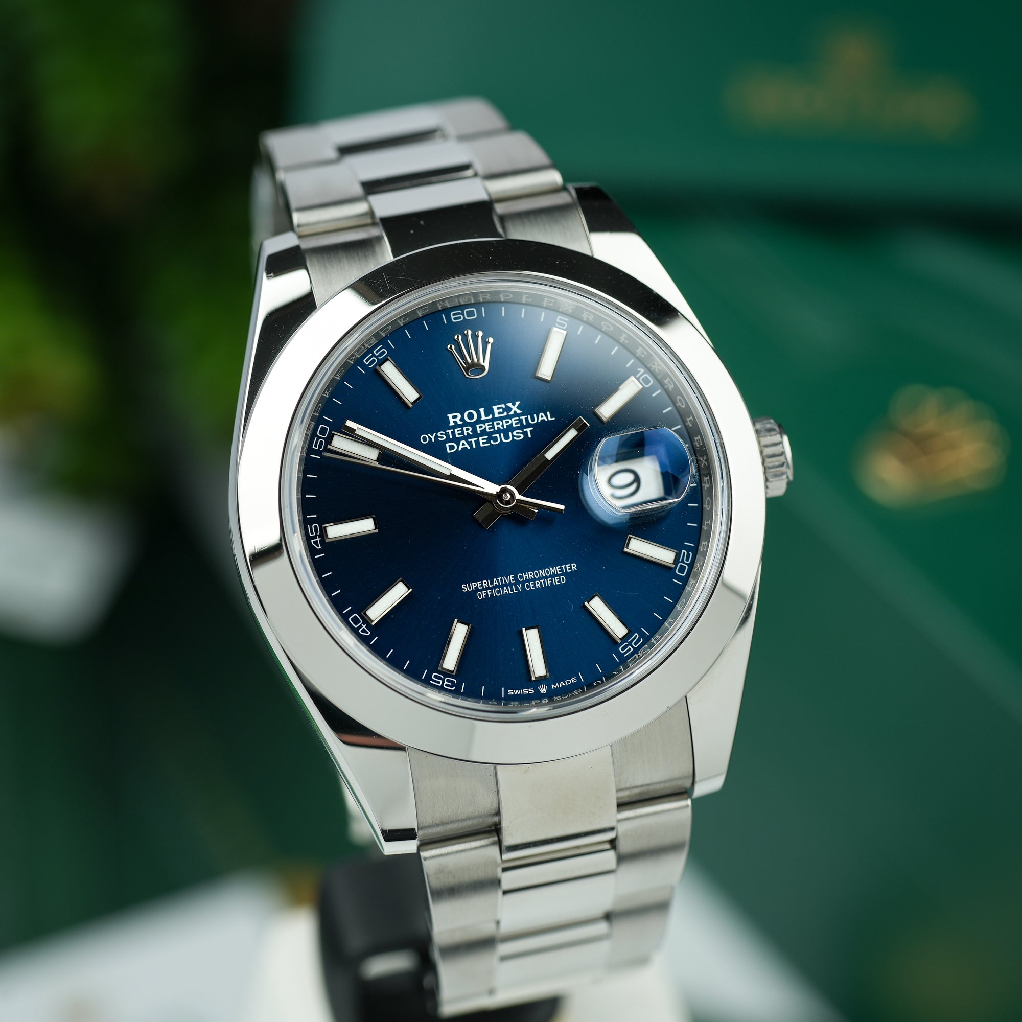 Rolex Datejust Blue 41mm Dome Polished Bezel