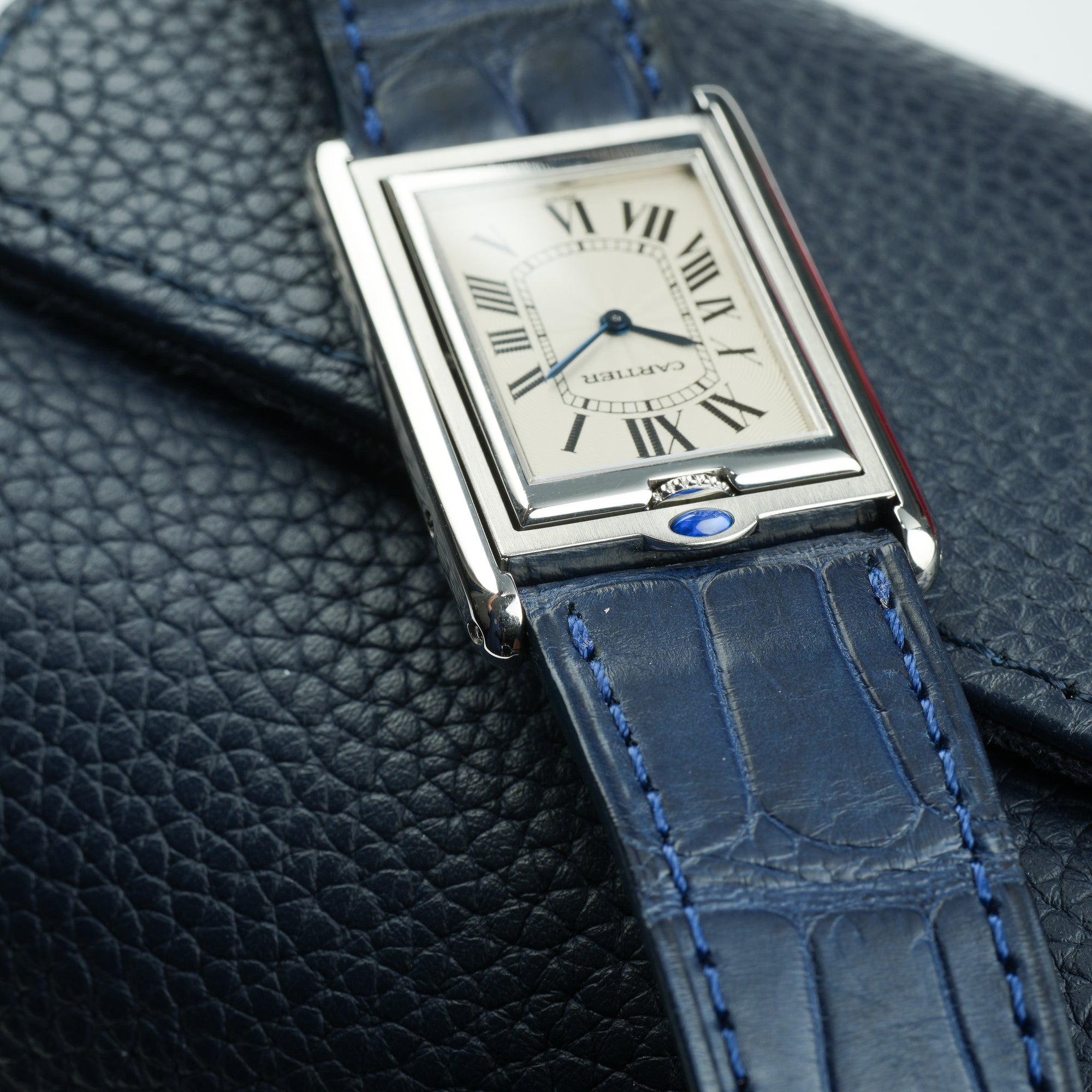 Cartier Tank Basculante Mecanique 2390 Top with blue jewel