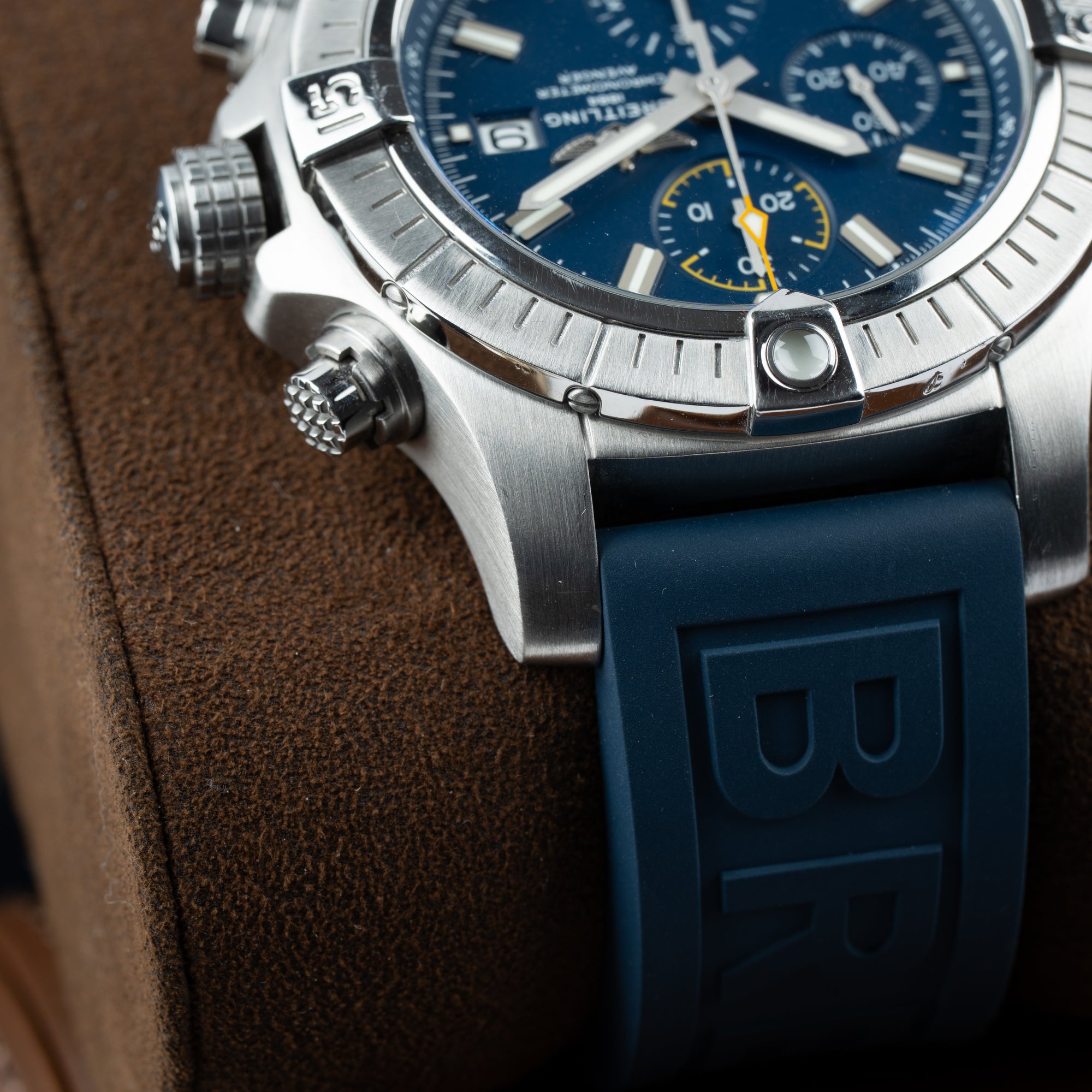 Breitling Avenger Chronograph 45 Top Down View Closeup