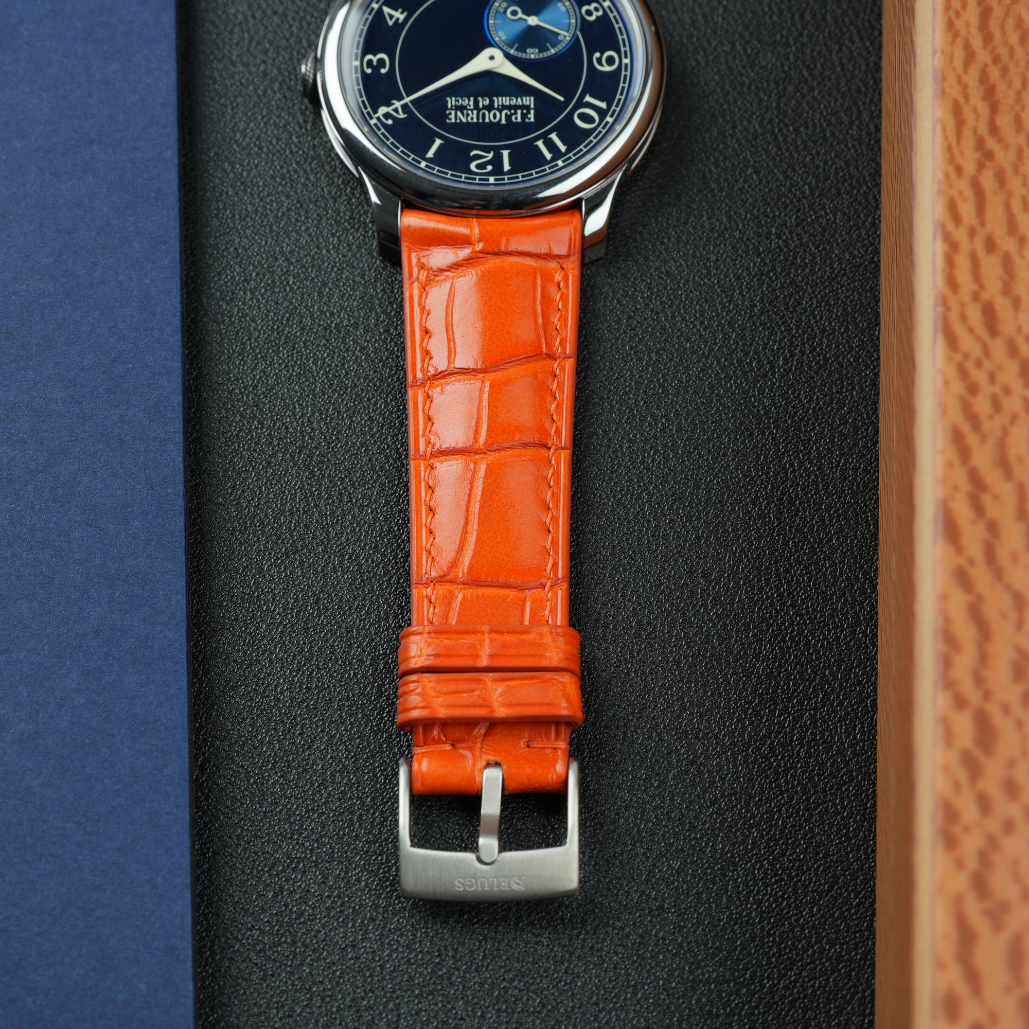 F.P. Journe Chronometre Bleu 39mm Orange Alligator Straps