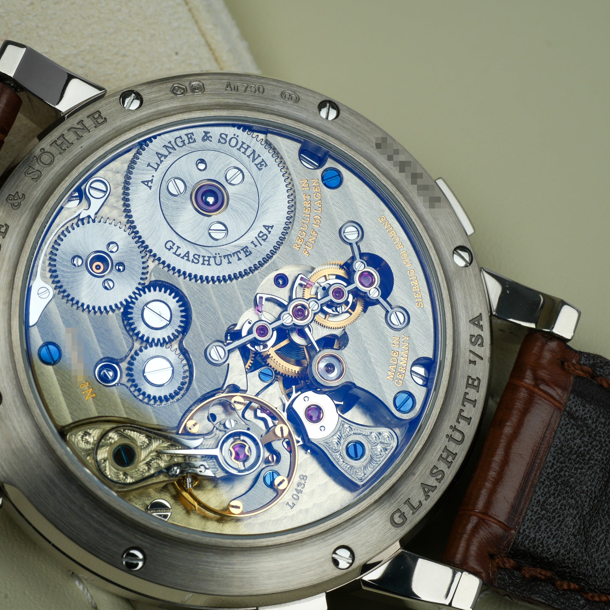 A. Lange &amp; Söhne Zeitwerk Date 148.038 44mm caseback movement 