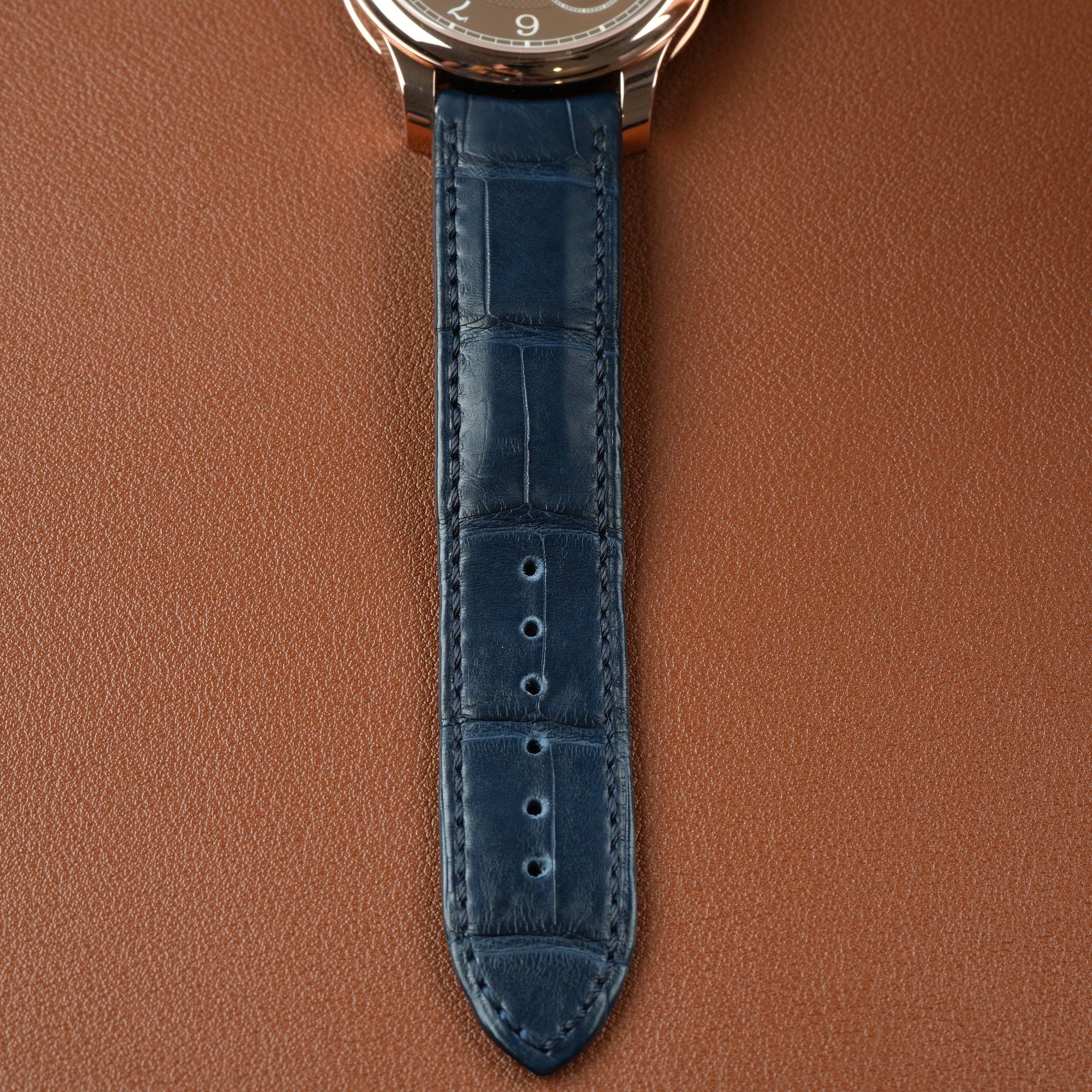 F. P. Journe Octa Automatique Lune Havana 42mm rose gold navy blue strap tang buckle leather