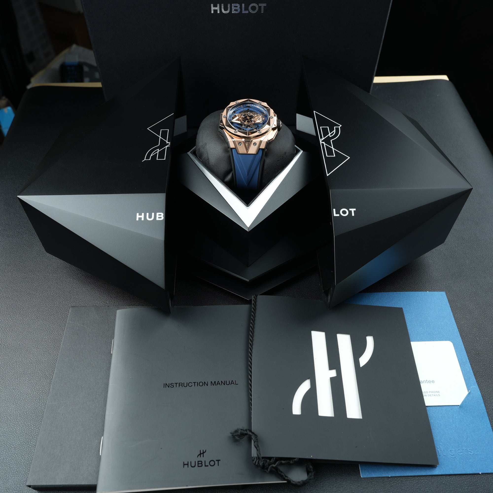 Hublot Big Bang Sang Bleu II King Gold Blue 45mm Box and Papers