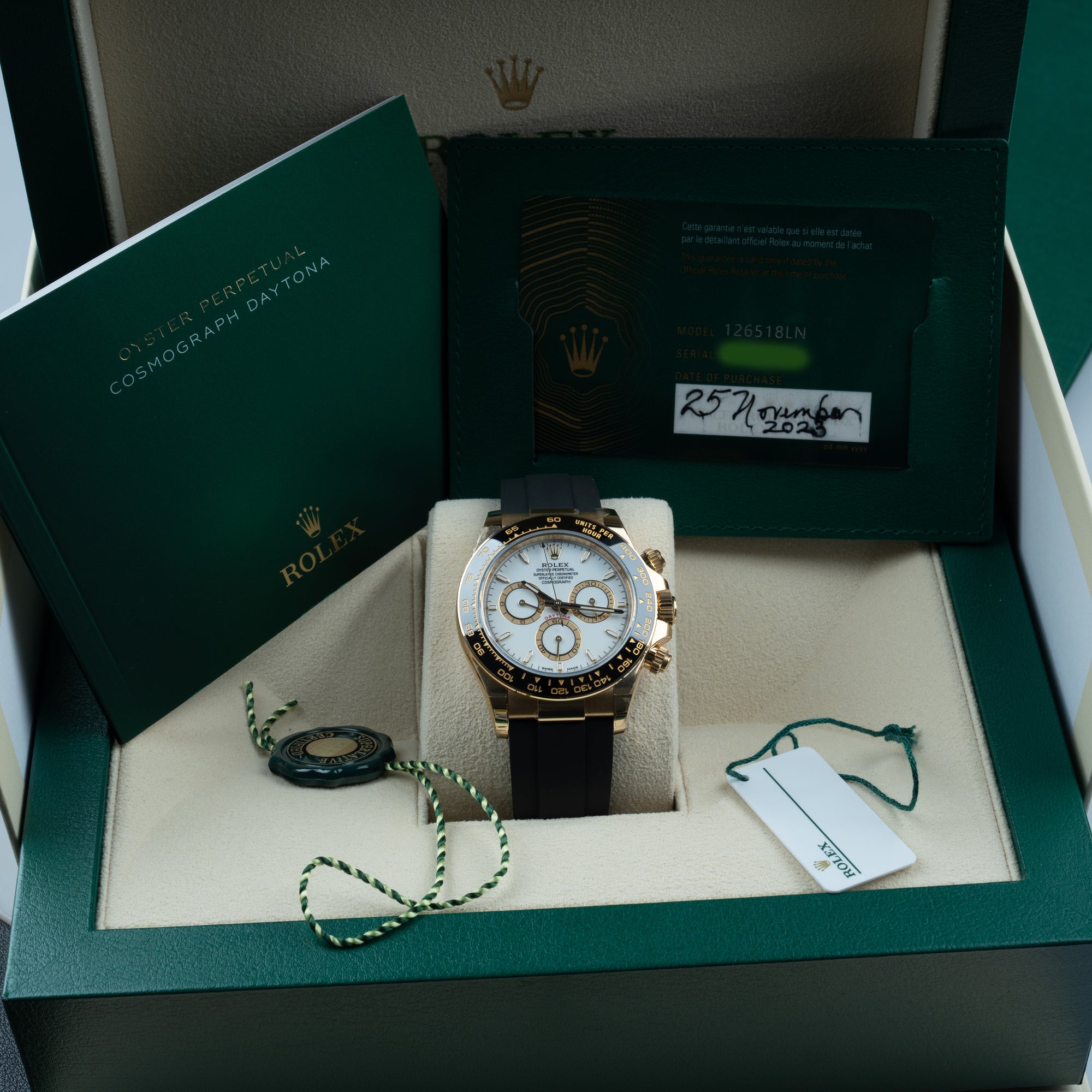 Rolex Daytona White Dial 40mm Gold Box &amp; Papers